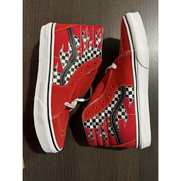 Boy's Sneakers Shoes Vans Wall Kids SK8-Hi Big Kid Sz 6.5 Reflect Flame Racing - Picture 2 of 6